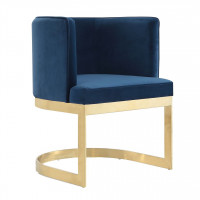 Manhattan Comfort DC026-BL Aura Royal Blue and Polished Brass Velvet Dining Chair